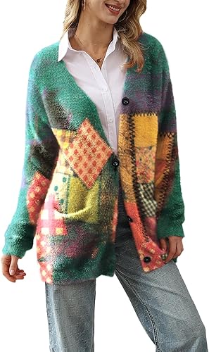 YESNO Cardigan Sweaters for Women with Pockets and V Neck