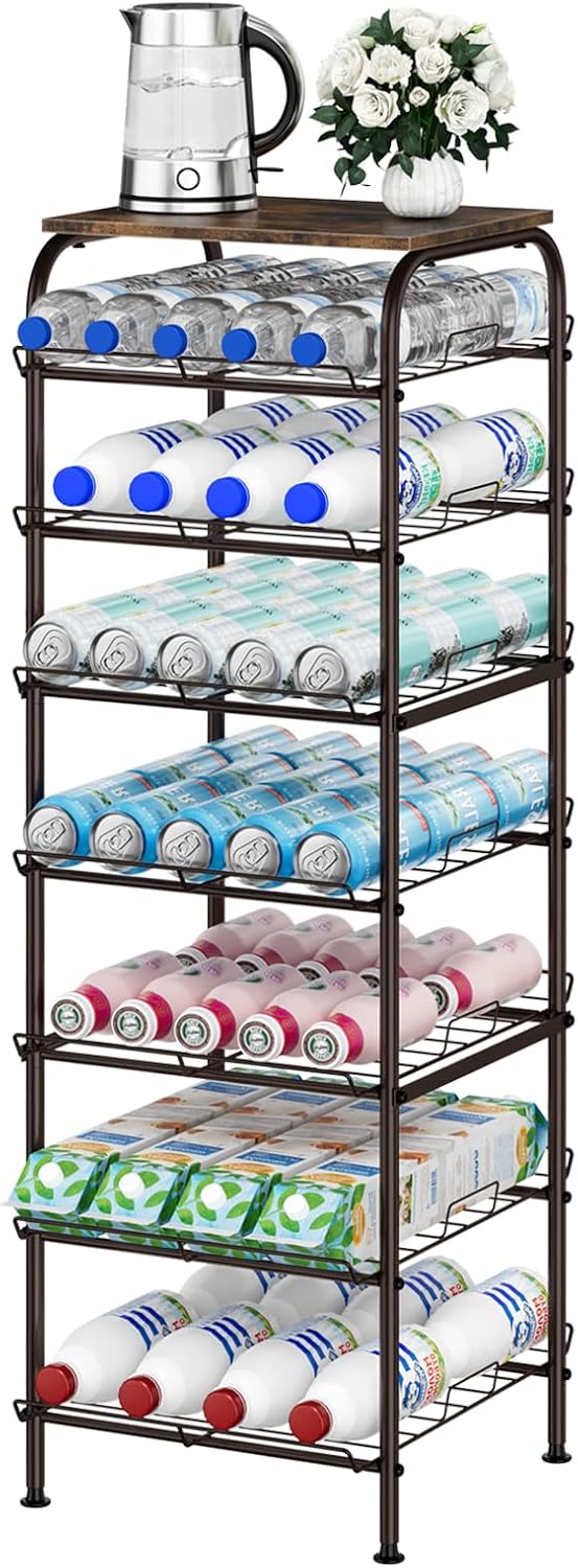 smusei Water Bottle Organizer 7 Tier Storage Rack for Drinks