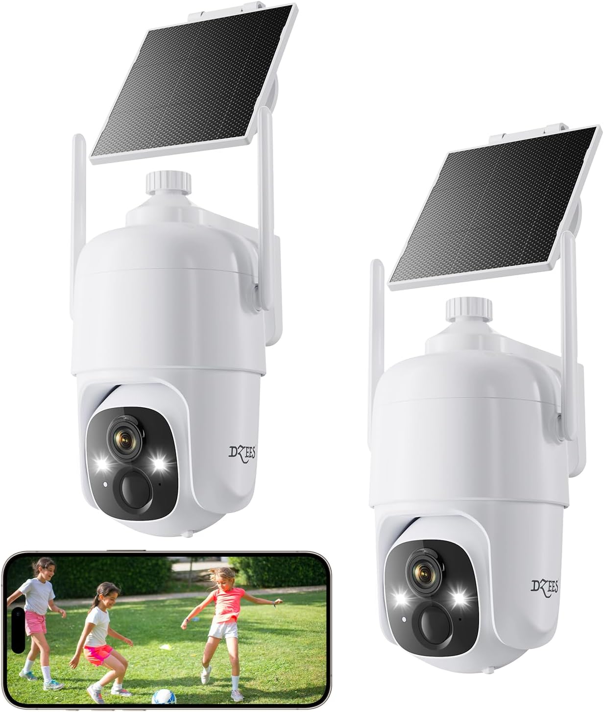 Dzees 2K Solar Spotlight Security Cameras 2-Pack