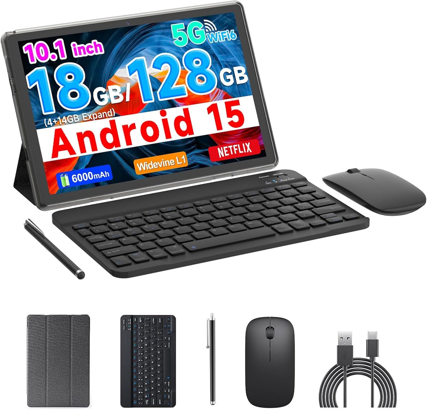 COOPERS Android 15 Tablet with 18GB RAM and 128GB ROM