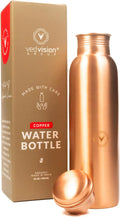 Copper Water Bottle 32 Oz Plain Design - Leak-Proof Travel Bottle