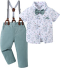 DISAUR Baby Boy Dress Shirt with Bowtie Suspender Pants Outfit Set