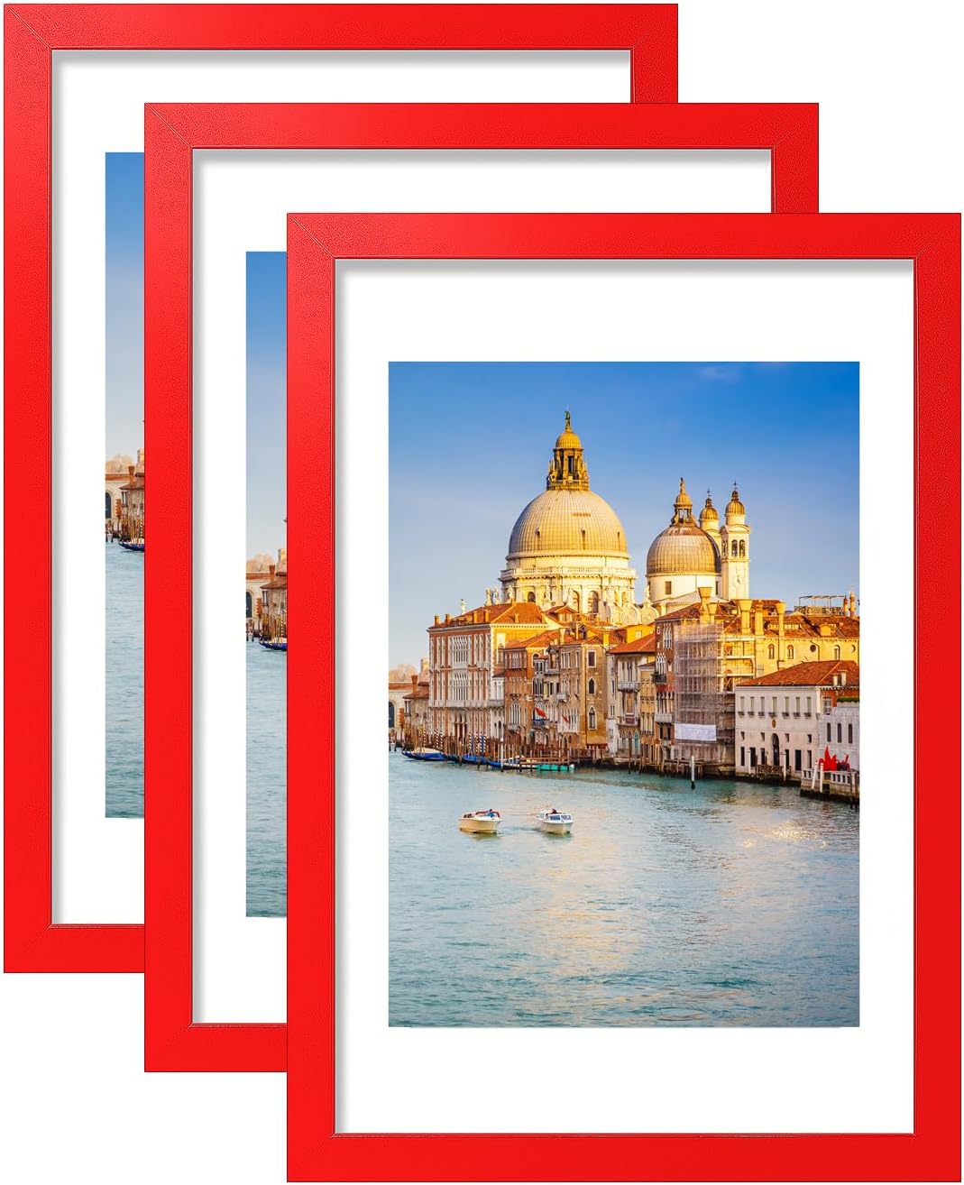 11x17 Picture Frame Set of 3 - Solid Wood Red Frames