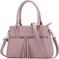 Women's PU Leather Satchel Bag with Multiple Compartments - Medium