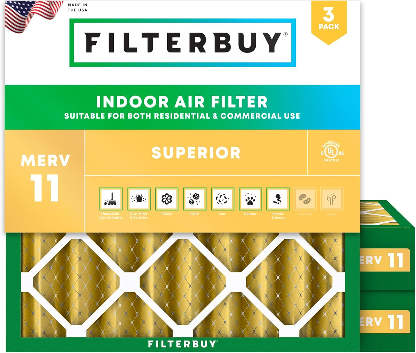 Filterbuy 20x20x4 Air Filter MERV 11 for Pet & Allergy Defense