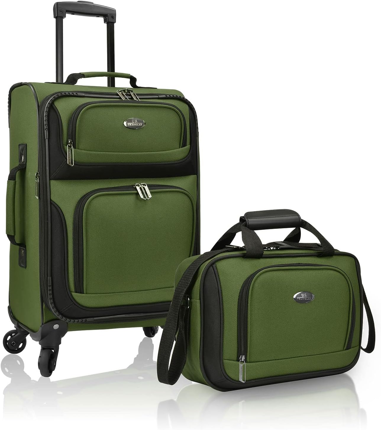 U.S. Traveler Lightweight 20in Rolling Carry On Luggage Green
