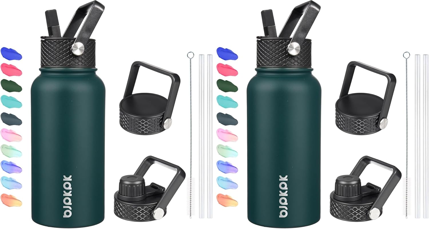Insulated Water Bottles with Straw Lid - 27oz Stainless Steel