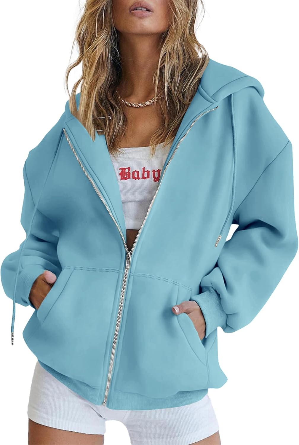 PRETTYGARDEN Women's Zip Up Y2K Hoodies for Casual Style