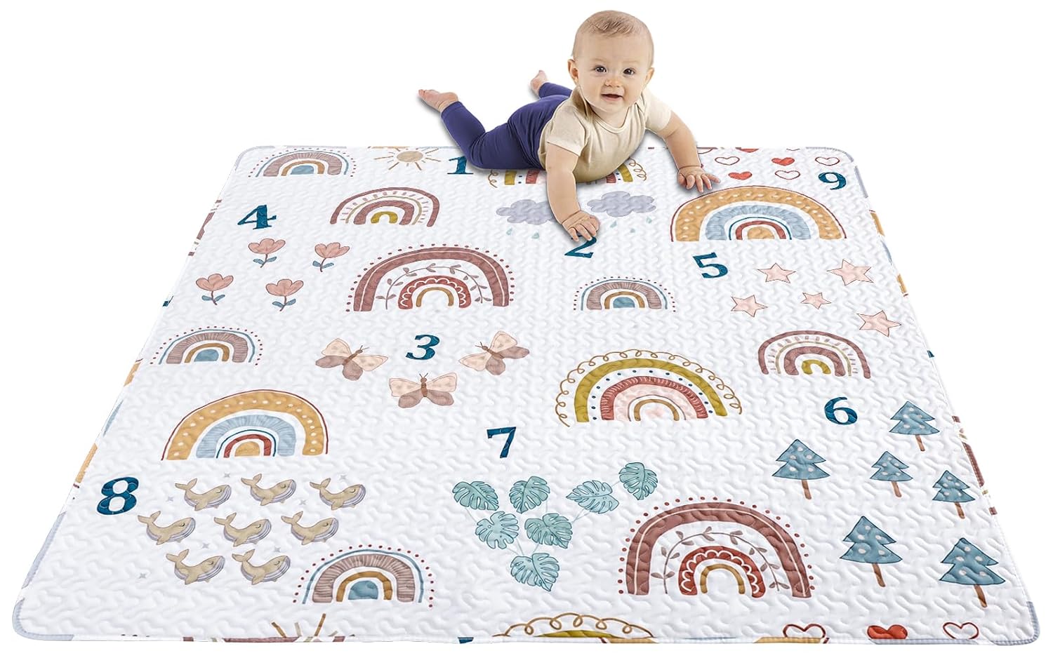 MIIMER Boho Rainbow Play Mat: Portable & Washable!