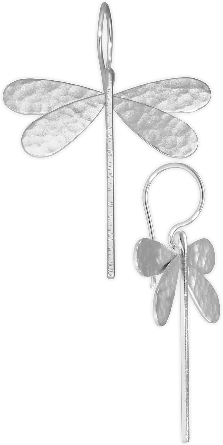 Large Dragonfly Drop Earrings in 925 Sterling Silver for Nature Lovers