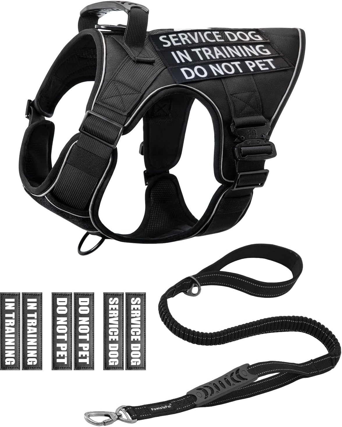 Reflective Service Dog Vest Harness Set for Training and Hiking