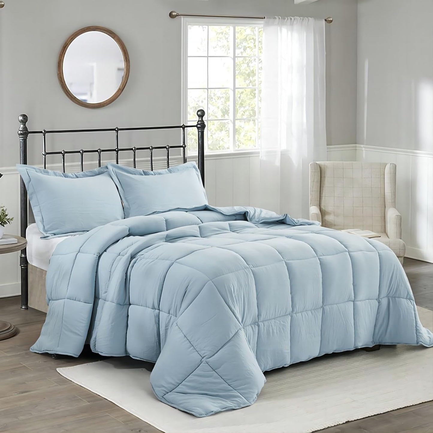 HIG Pre Washed Down Alternative Comforter Set for Queen Beds
