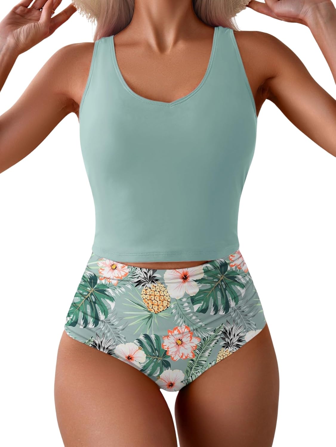 Eomenie Two Piece Tankini Swimsuits for Women with Tummy Control