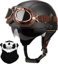 German Style Leather Motorcycle Half Helmet for Adults