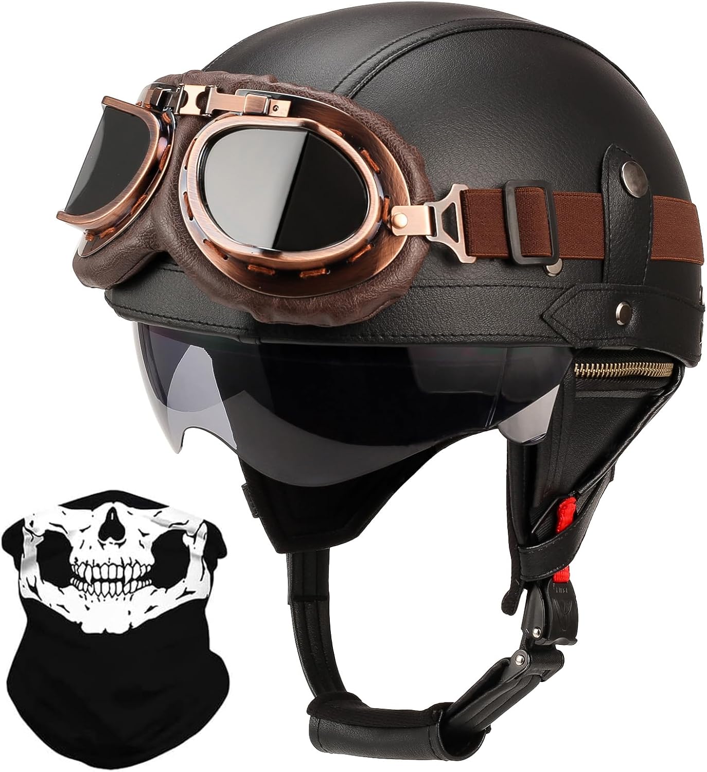 German Style Leather Motorcycle Half Helmet for Safe Riding