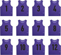 12 Pack Numbered Pinnies 1-12 - Mesh Practice Jerseys for Teams