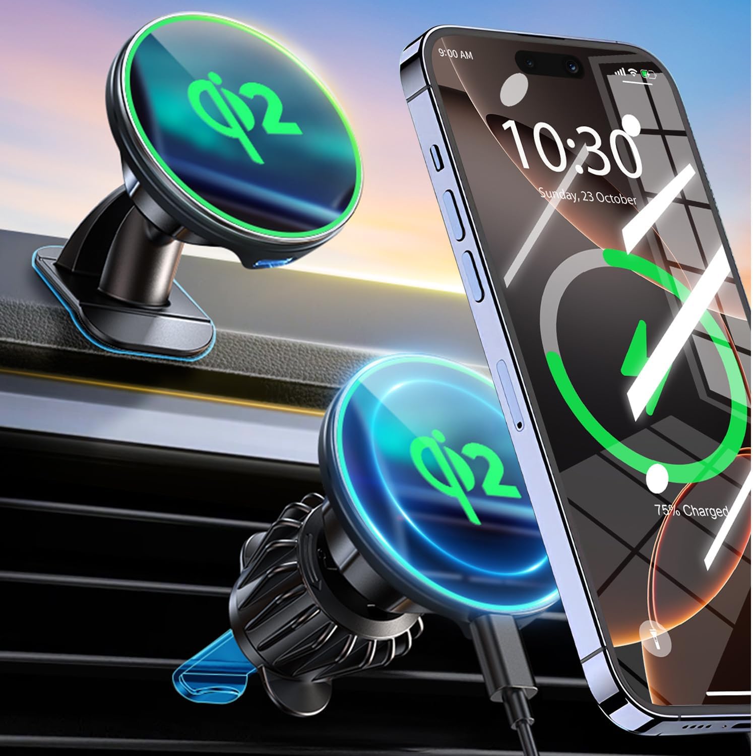 AREDAN 15W MagSafe Car Mount - Strong, Versatile, 360 Rotation