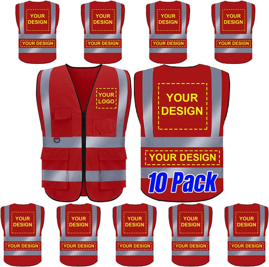 10 Pack Safety Vest Custom Logo High Visibility Reflective Vest