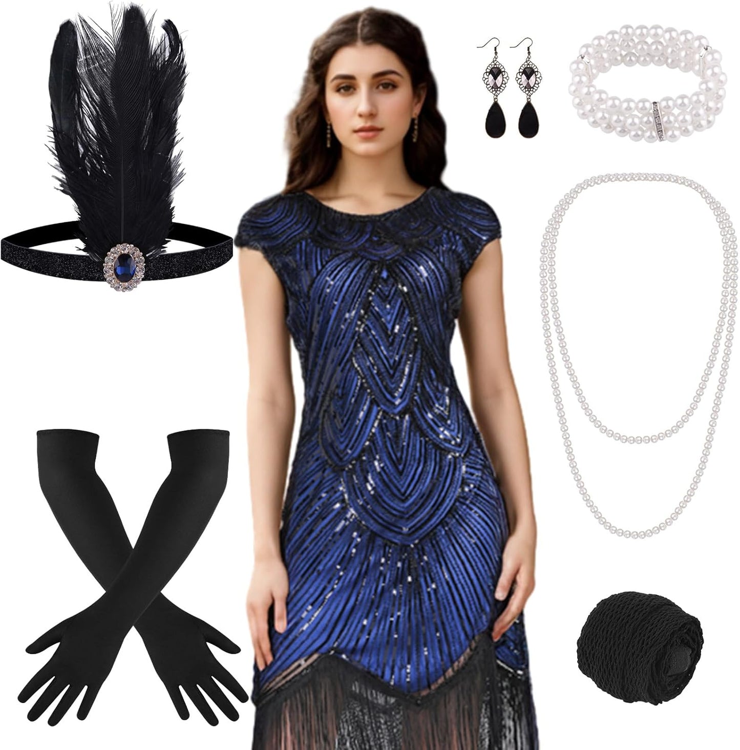 PLULON 1920s Dresses for Women, Sequin Flapper Cocktail Dress