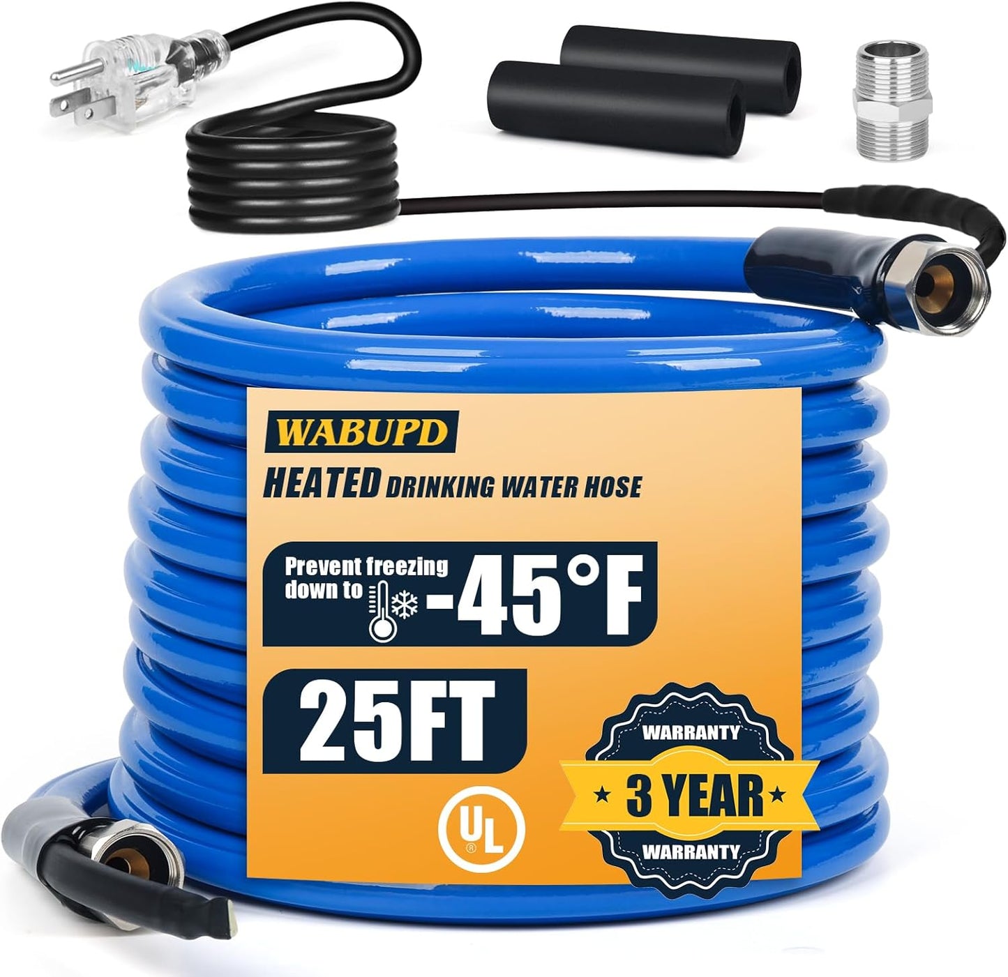 25FT Heated Water Hose for RV - Anti-freezing to -47F