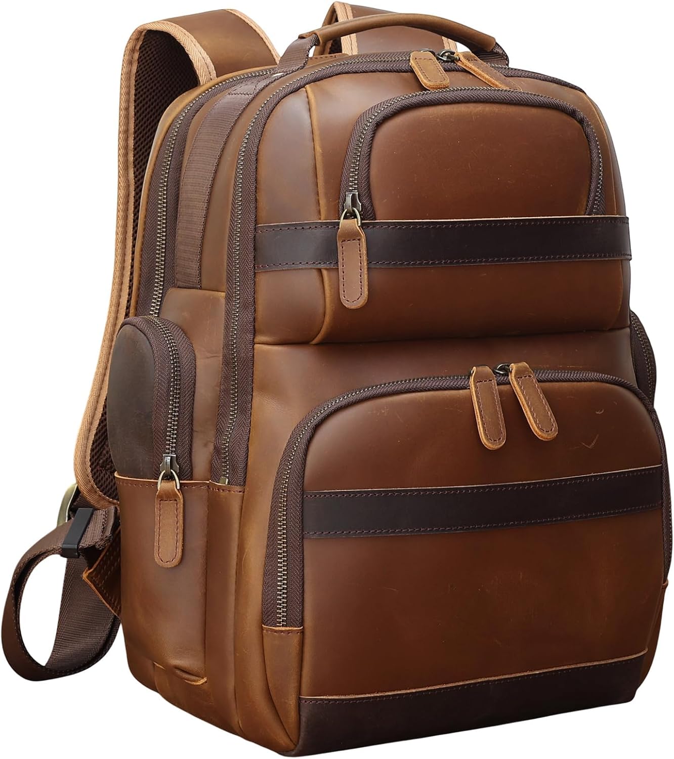 TIDING Men's Vintage Leather Backpack for Business and Travel