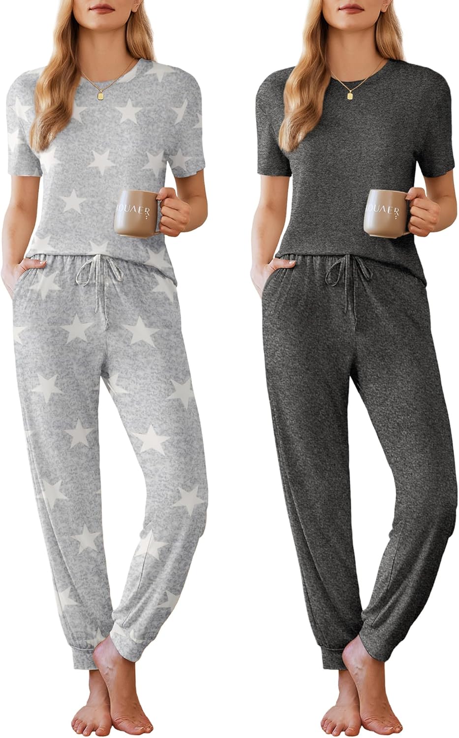 Ekouaer Womens Pajama Sets Soft Loungewear with Pockets