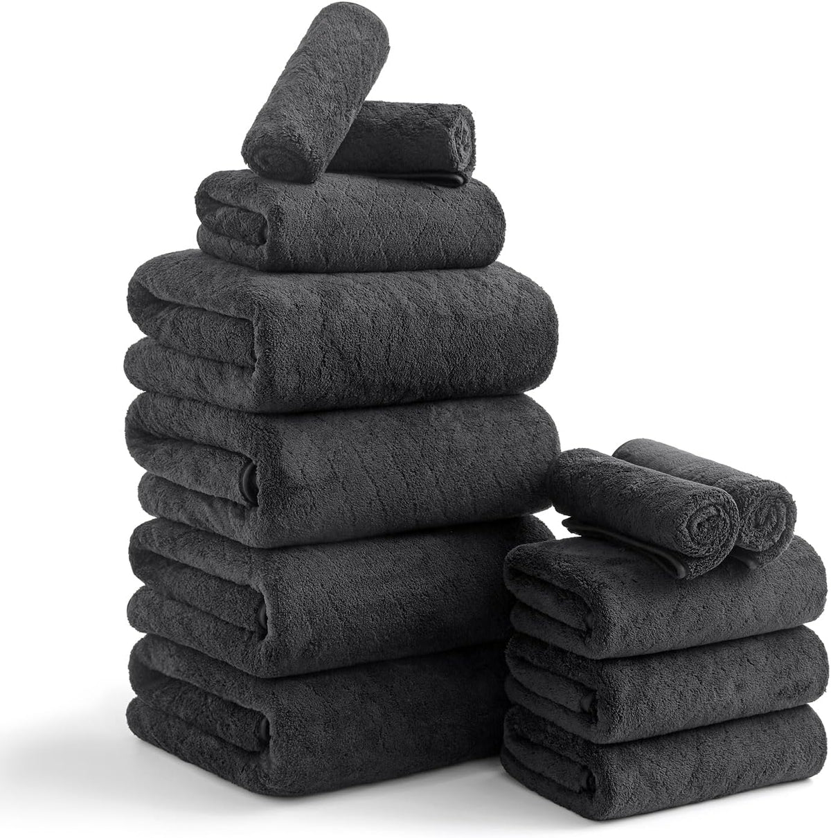 Luxury Bath Towels Set - 12 Piece Microfiber Soft Quick Dry