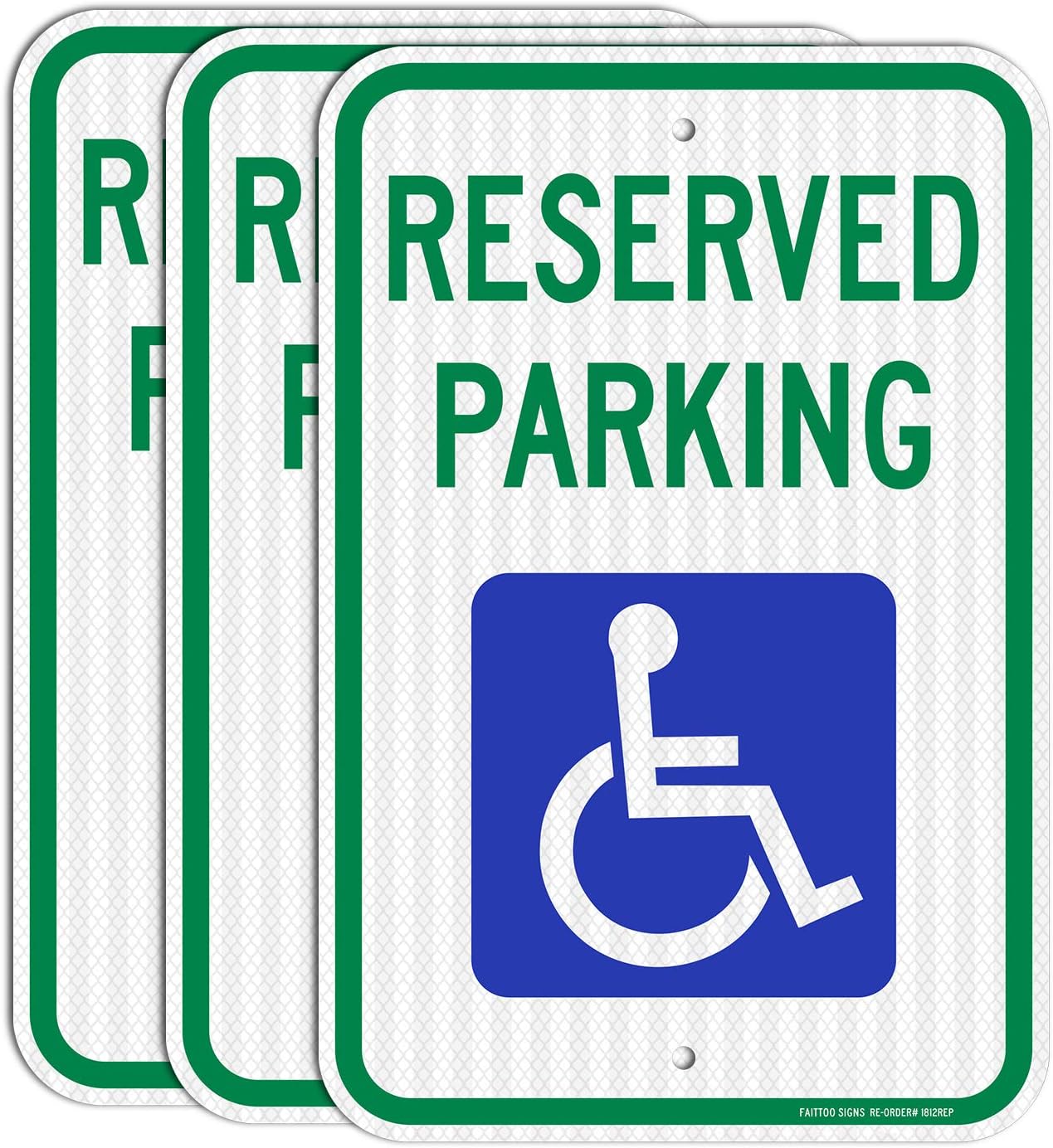 Reserved Parking Sign 3 Pack - Durable Reflective Aluminum Signs