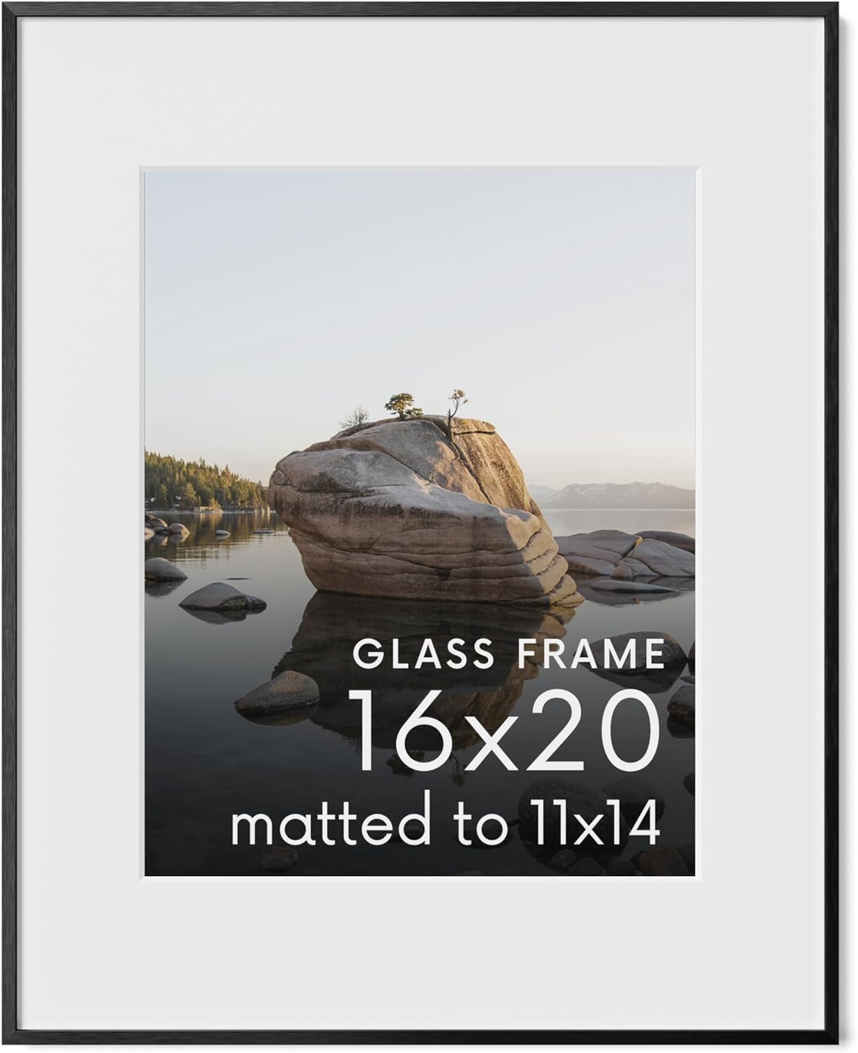 16x20 Picture Frame with Real Glass & Black Metal for Home