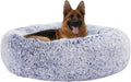 Calming Donut Dog Bed 45 in Round Plush - Anti-Anxiety Cuddler