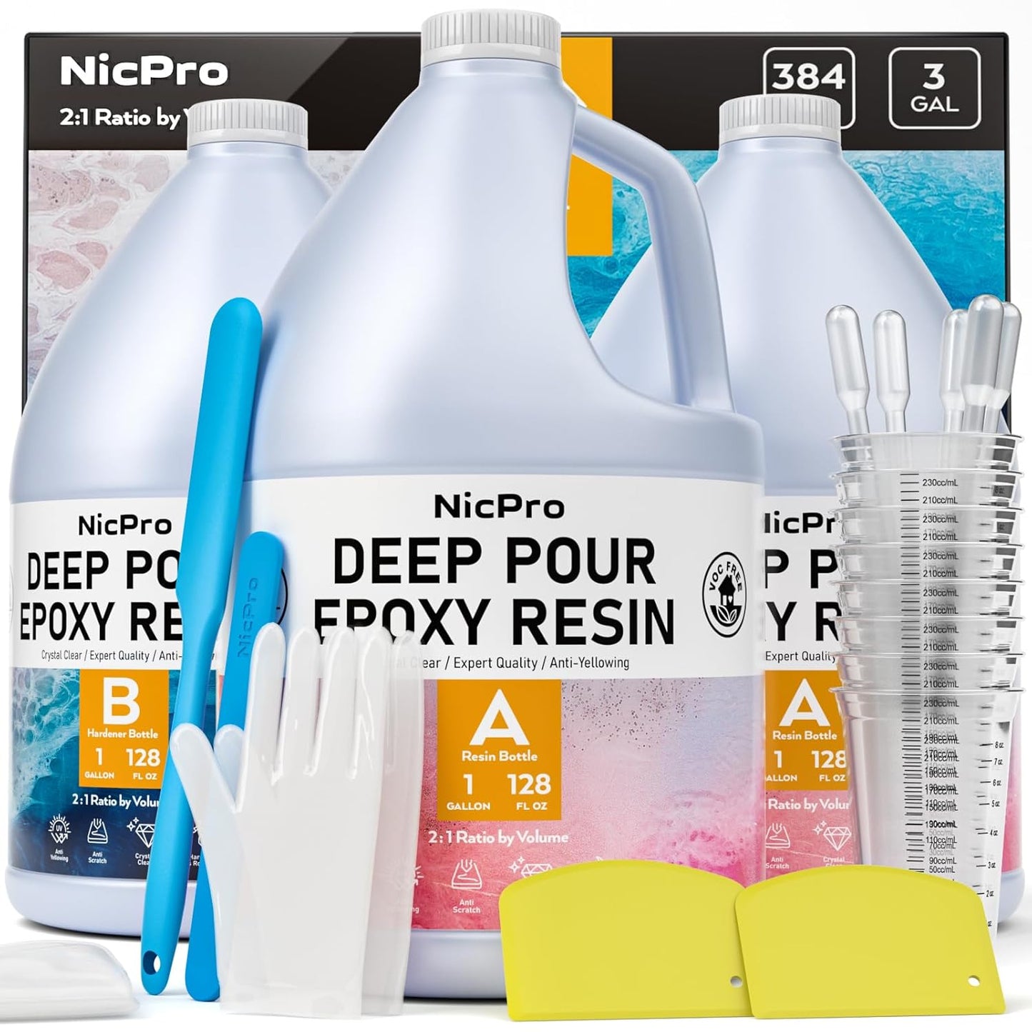 Nicpro Deep Pour Epoxy Resin Kit for Crafting and Coating