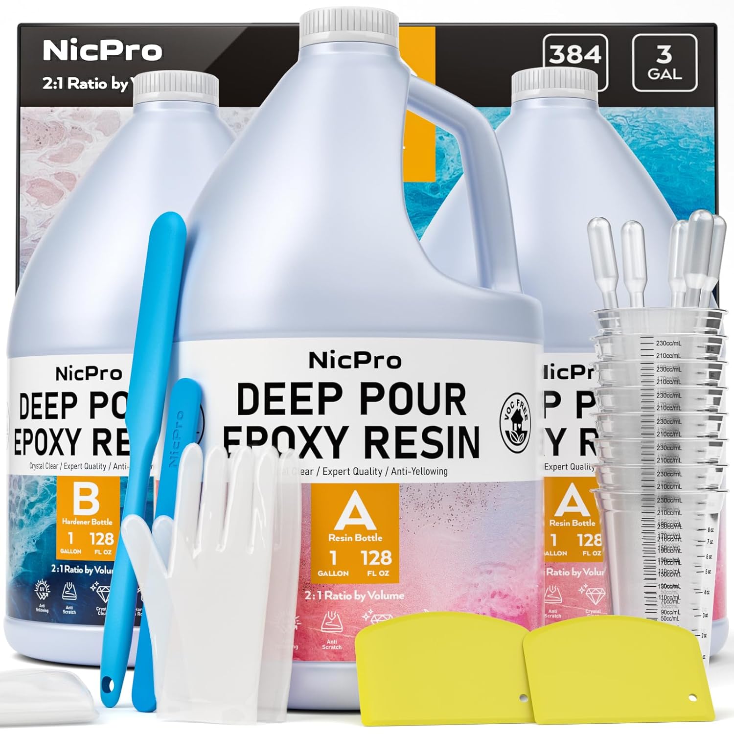 Nicpro Deep Pour Epoxy Resin Kit for Crafting and Coating