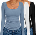 Ribbed Thermal Long Sleeve Shirts for Women 3-Pack - Slim Scoop Neck