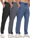3 Pack Men's Athletic Sweatpants for Men - Zipper Pocket Joggers