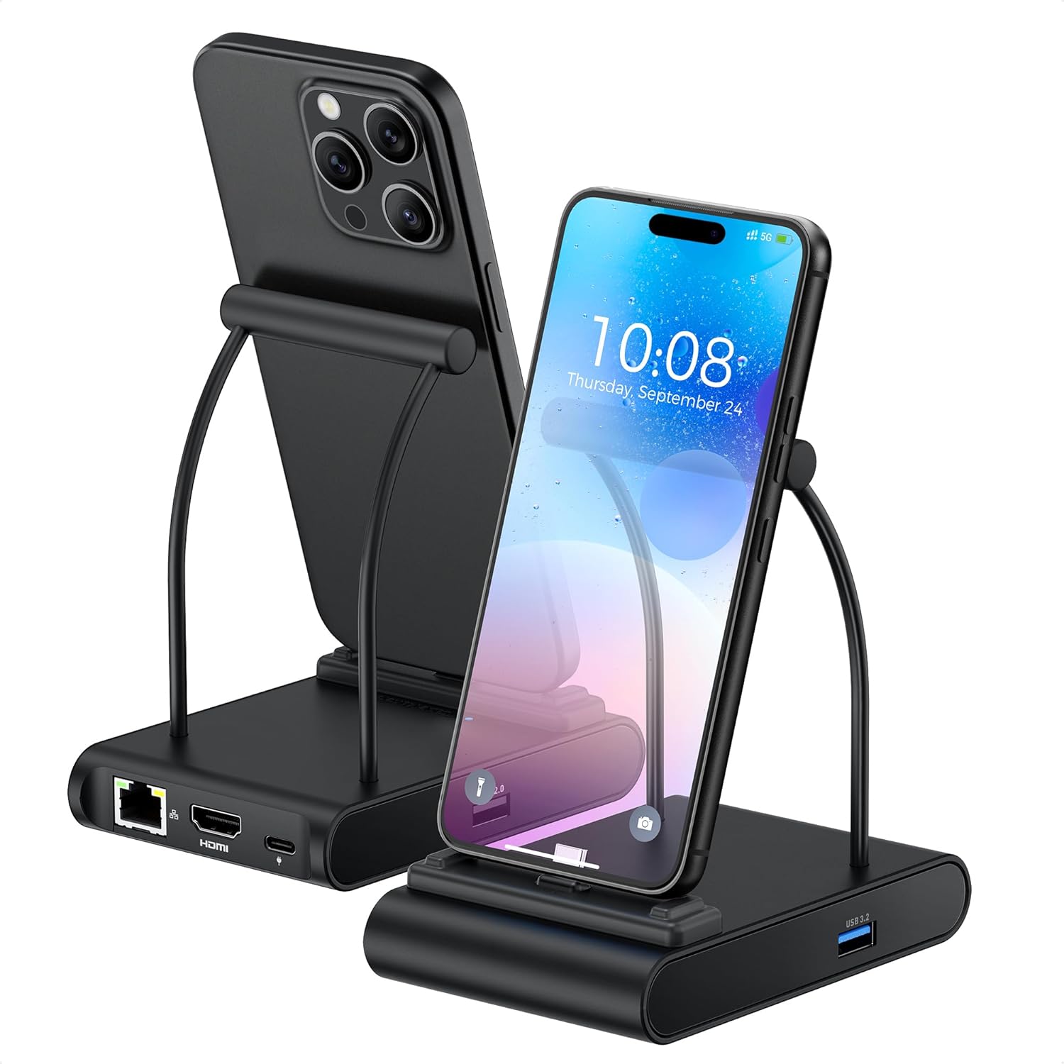 5-in-1 USB C Hub for iPhone 16/15 with 4K HDMI and Ethernet