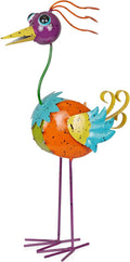 Quirky Metal Rainbow Bird Decor 21in - Colorful Garden Statue