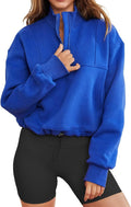 LEEDYA Womens Cropped Half Zip Sweatshirt - Casual Layering Staple