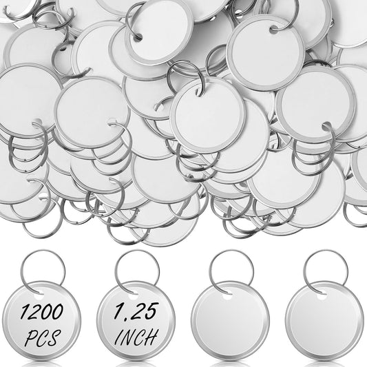 1200 Pieces 1.25 Inches White Metal Rim Key Tags for Organization