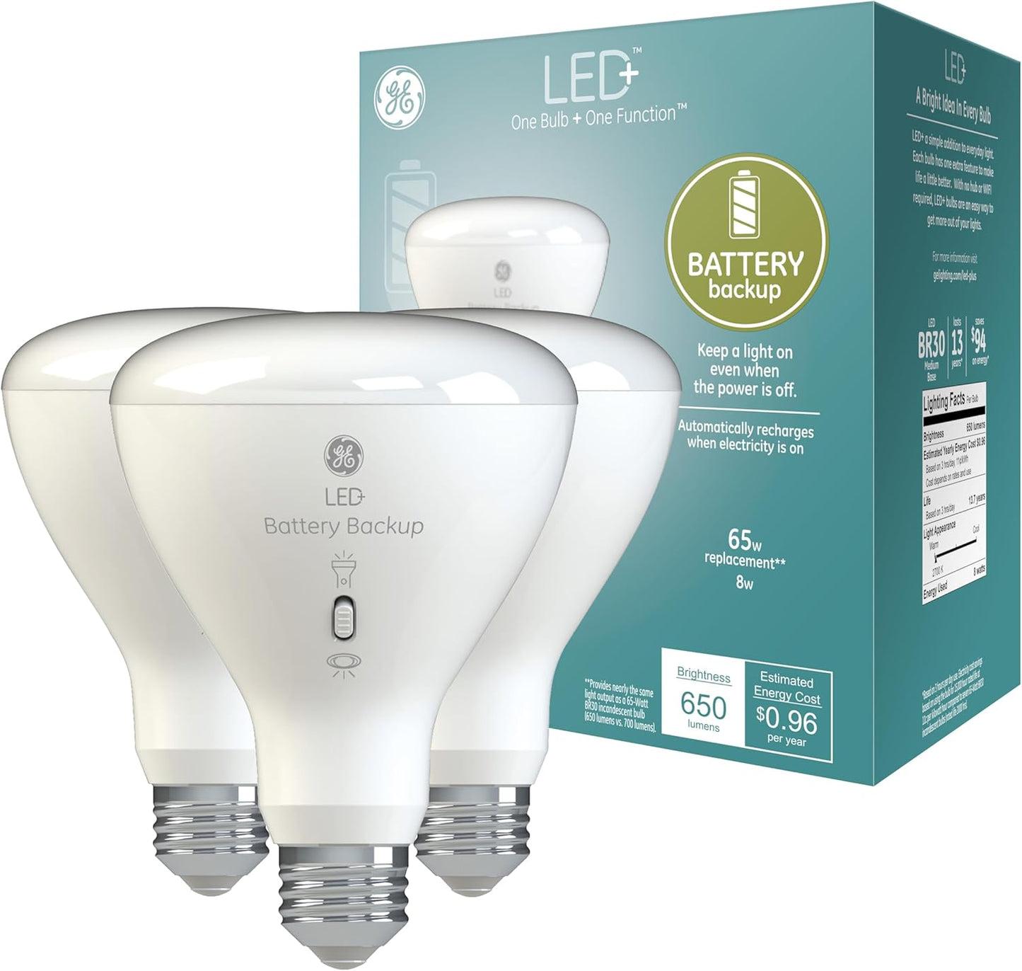 GE LED+ Battery Backup Light Bulbs for Emergency Power Outages