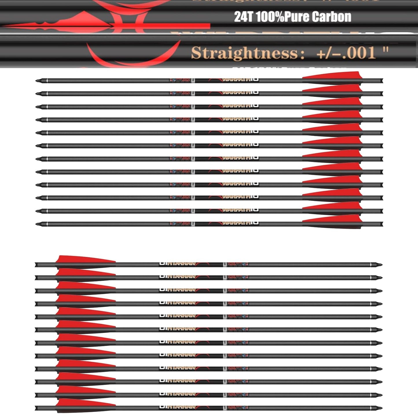 100% Pure Carbon Crossbow Bolts for Professional Hunting