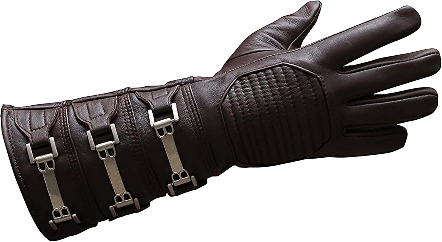 URBAN BUCK Real Sheepskin Leather Gauntlet Costume Gloves