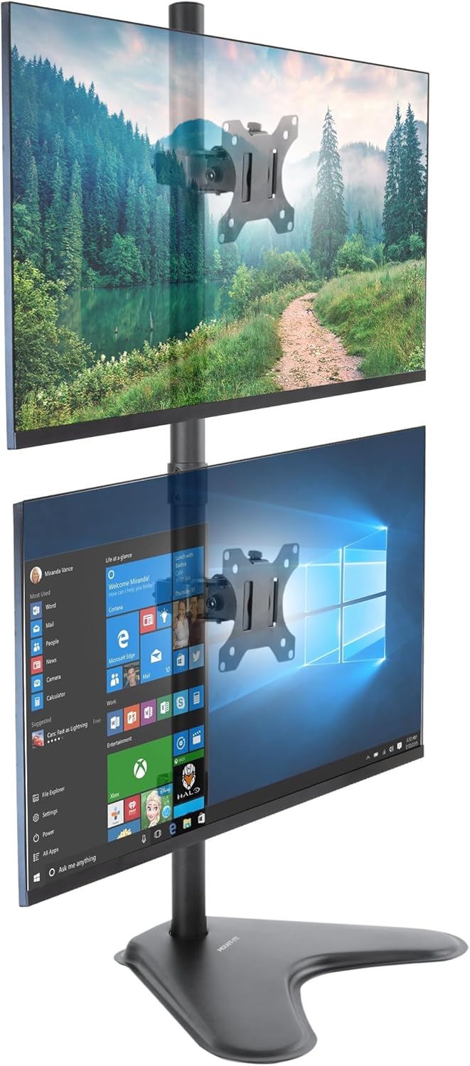 Height-Adjustable Dual Monitor Stand for Ultimate Ergonomic Setup