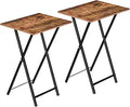 Folding TV Tray Tables Set of 2 - Rustic Industrial Snack Tables
