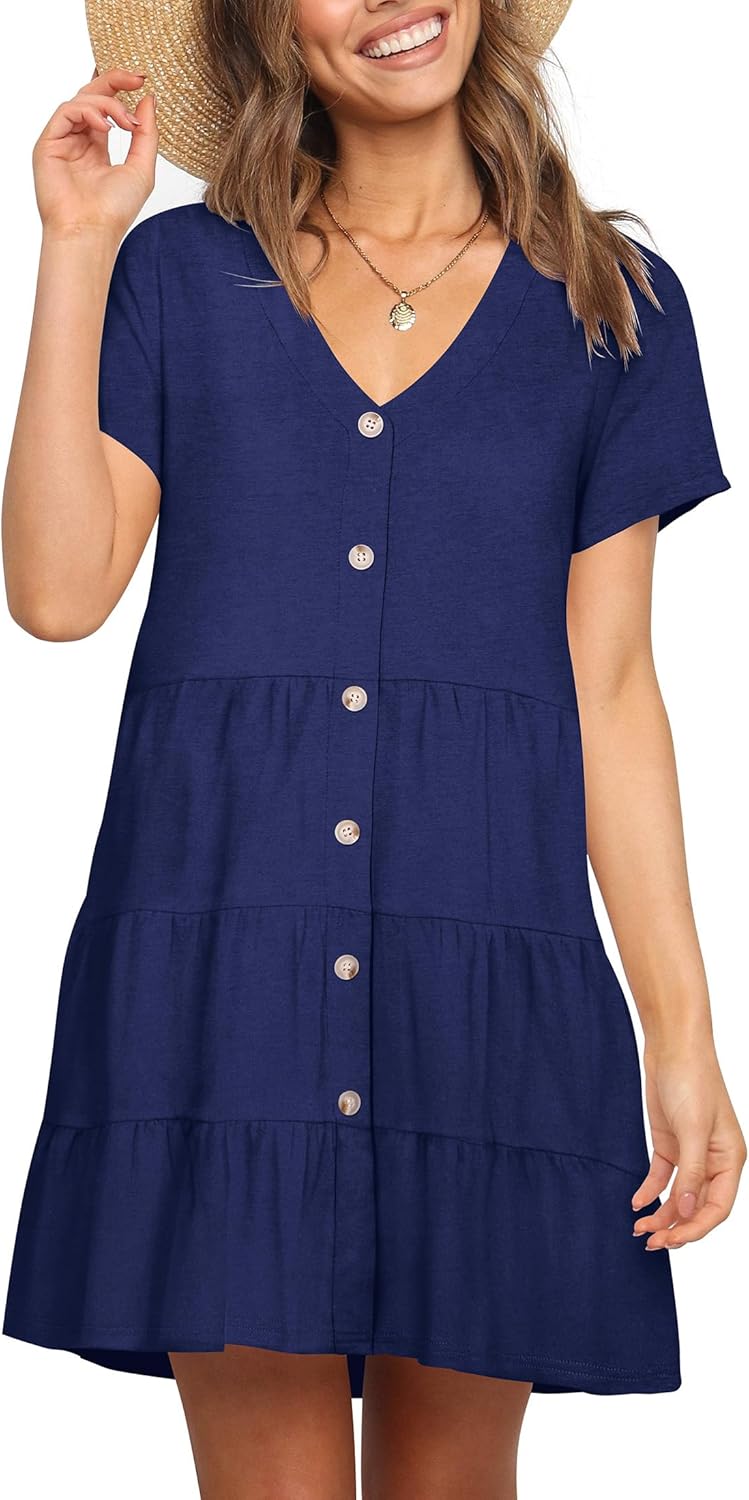 Nova In Sky Women's Summer Dresses 2025 Short Sleeve V-Neck