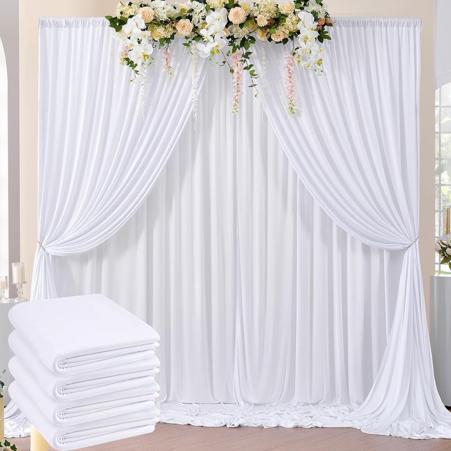 Premium 20x10ft White Backdrop - Wrinkle Free Polyester Panels for Stunning Party Photos | NSSONBEN