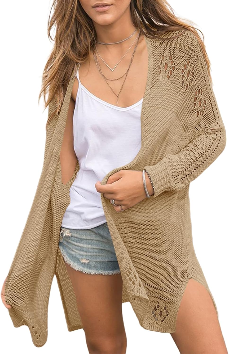Misassy Womens Open Front Knit Sheer Cardigans for Summer Style