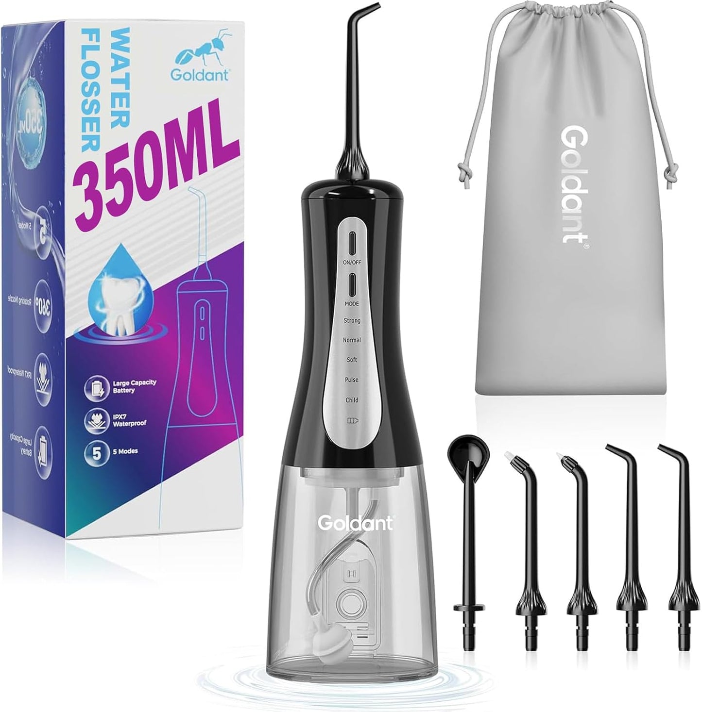 350ML Portable Water Dental Flosser with Travel Bag for Teeth