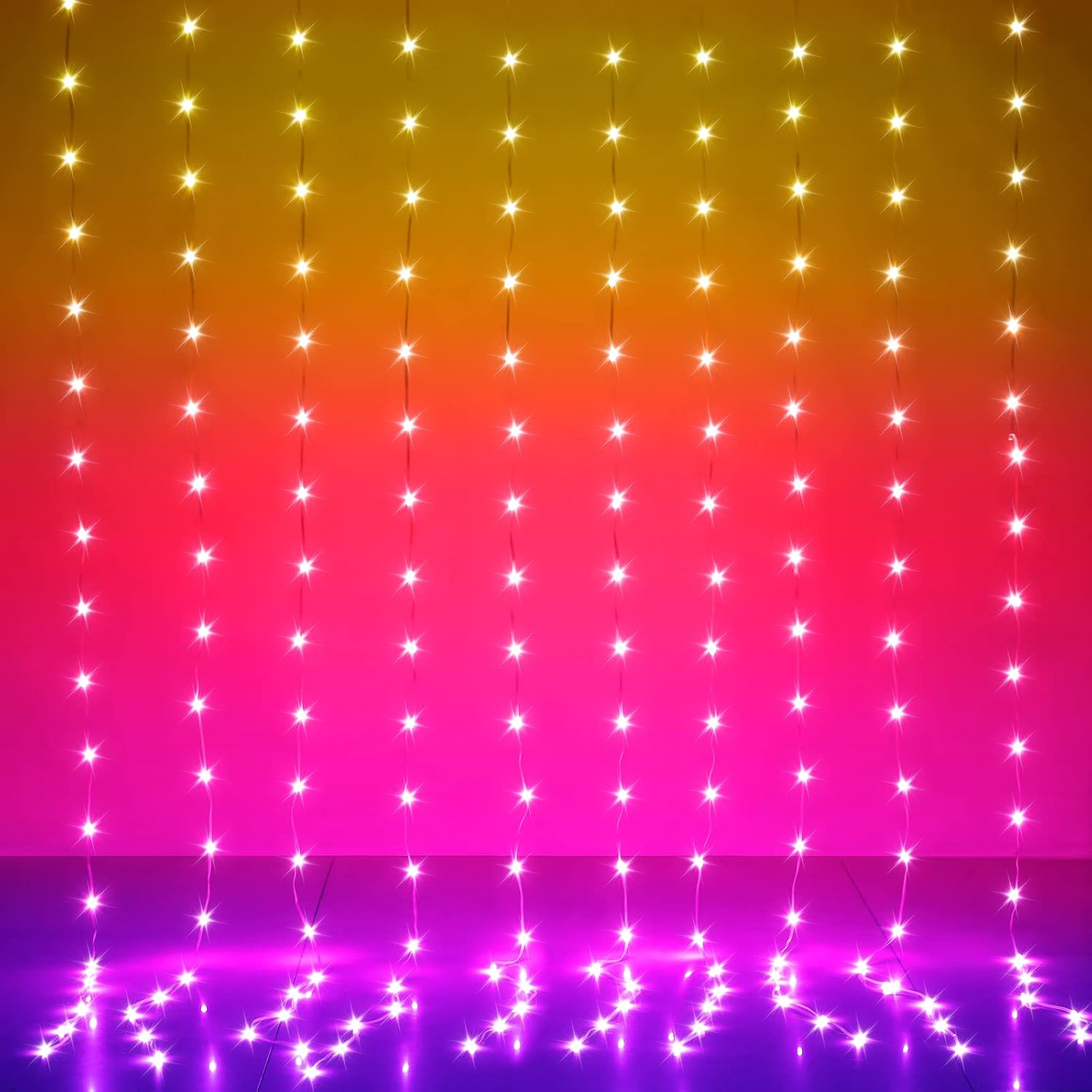 300 RGB LED Curtain Lights - Music Sync, Smart Control