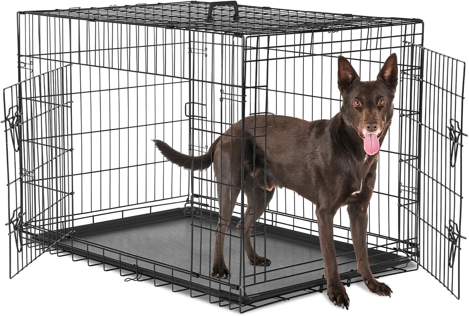 Sweetcrispy Large Dog Crate with Divider Panel for Comfort