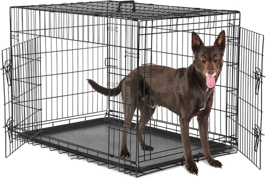 Sweetcrispy Large Dog Crate with Divider Panel for Comfort
